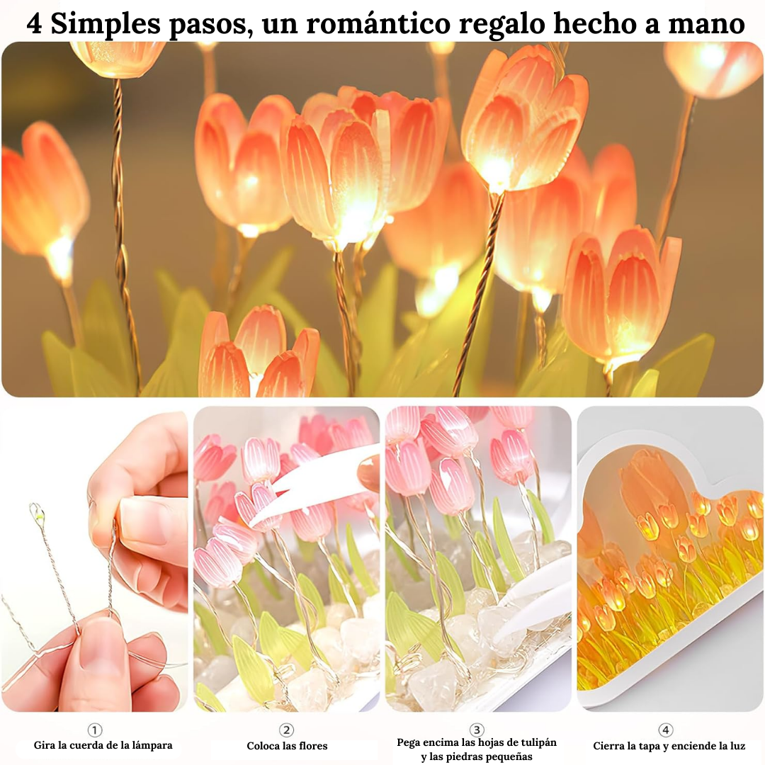 Lámpara Espejo de Tulipanes Infinitos Mejor Idea de Regalo Artesanal